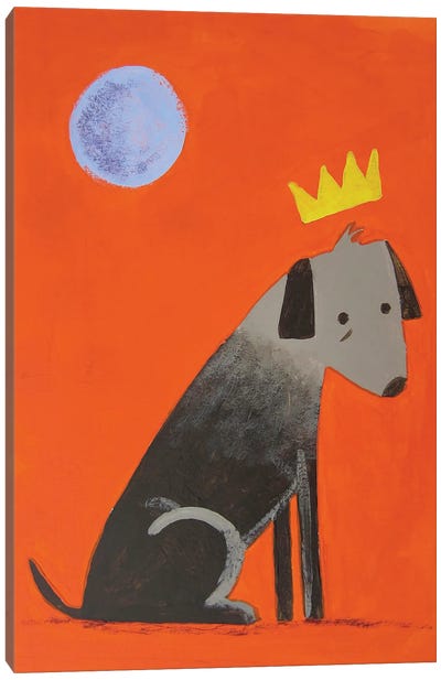 Moon Dog Canvas Art Print - Crown Art