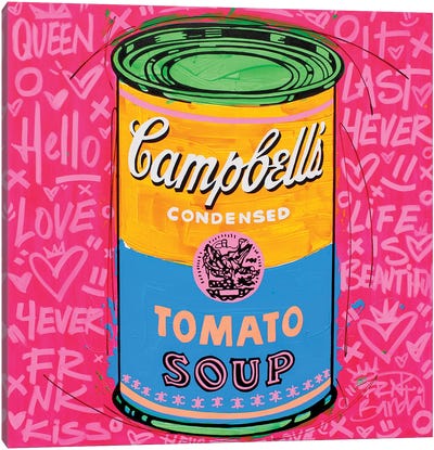 Special Campbell's Pink Soup Canvas Art Print - Food & Drink Typography