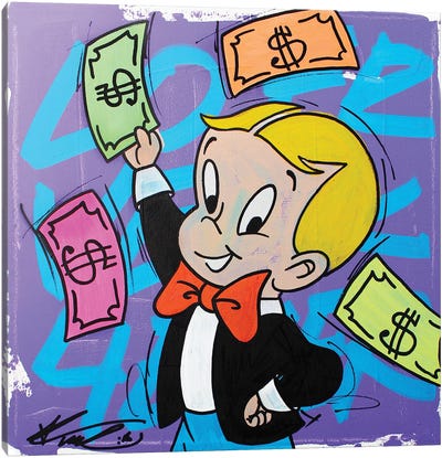 Money Flies Canvas Art Print - Cartoon & Animated TV Show Art