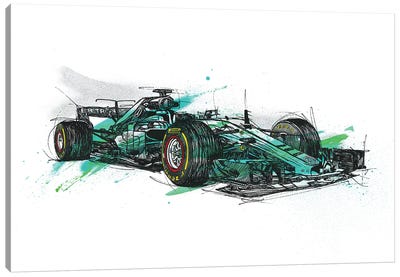 F1 Hamilton Canvas Art Print - Automobile Art