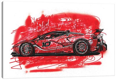 La  Ferrari FXX K Canvas Art Print - Black, White & Red Art