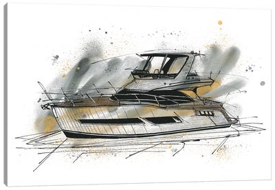 Yachting Canvas Art Print - Black, White & Gold Art