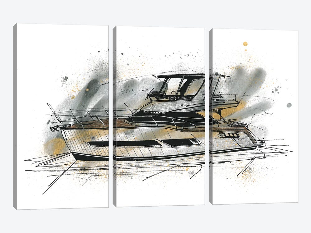 Yachting by Frank Banda 3-piece Canvas Print