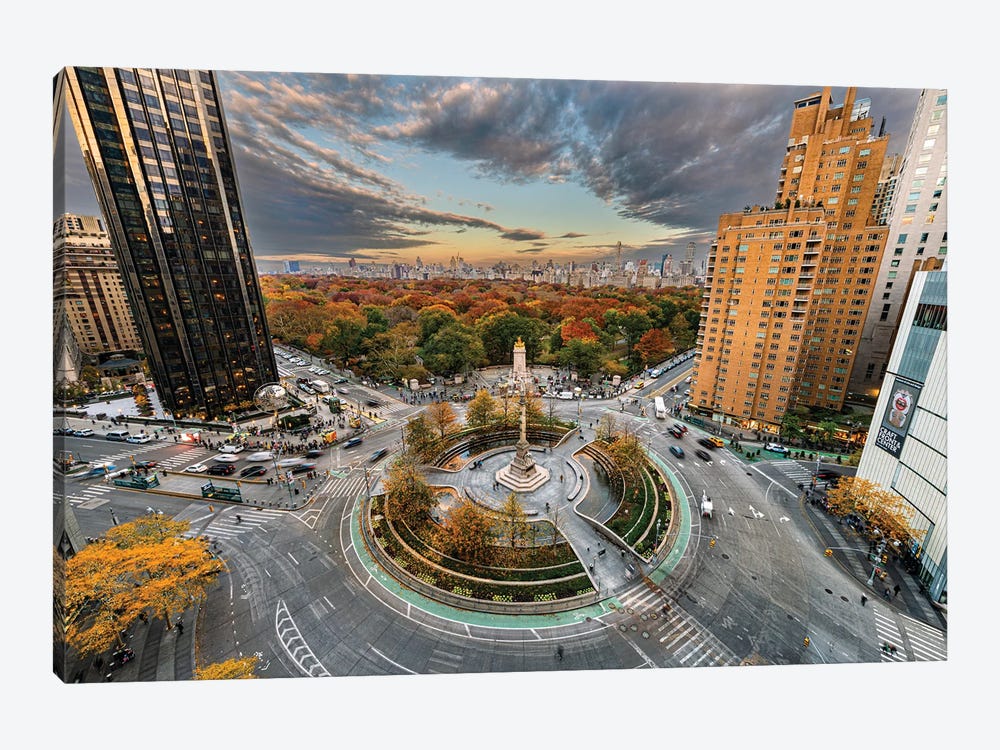 Columbus Circle In Autumn by Franklin Kearney 1-piece Canvas Art Print