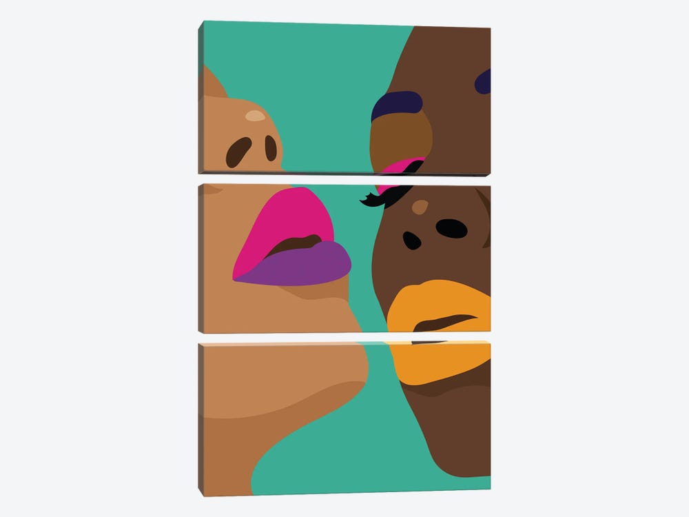 Purple Lips by Fine Karoline 3-piece Canvas Art Print