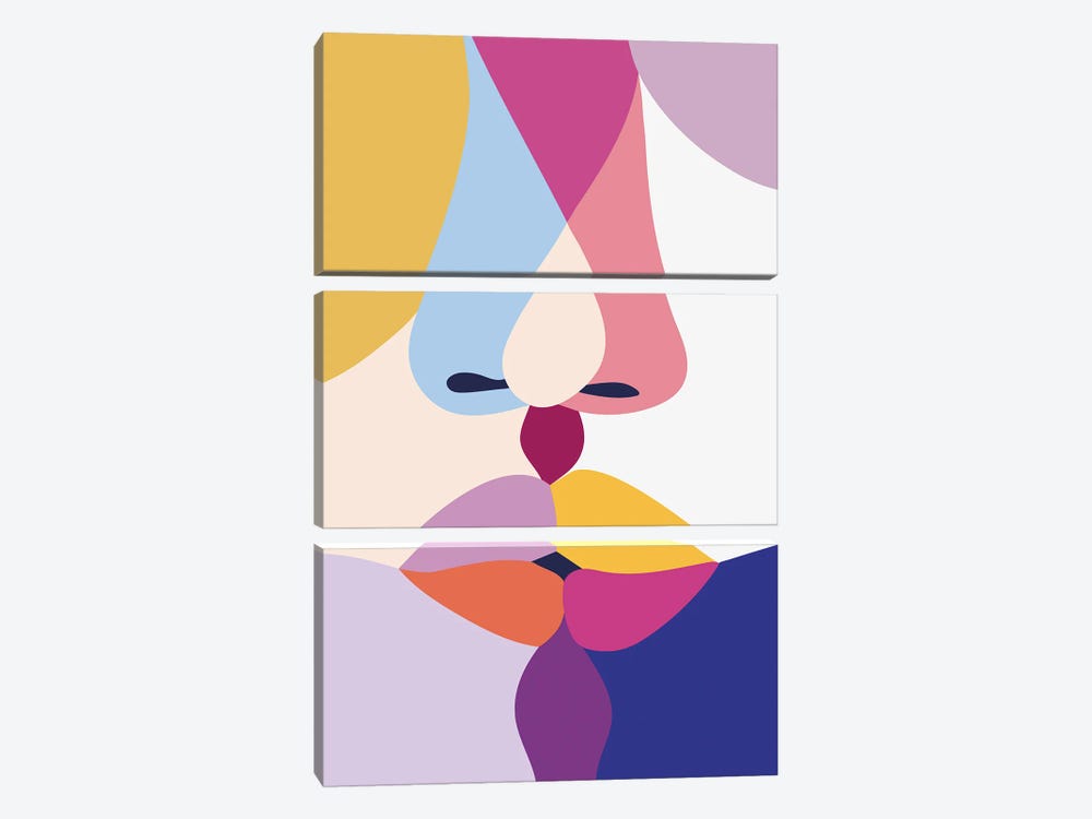 Abstract Kiss by Fine Karoline 3-piece Canvas Print