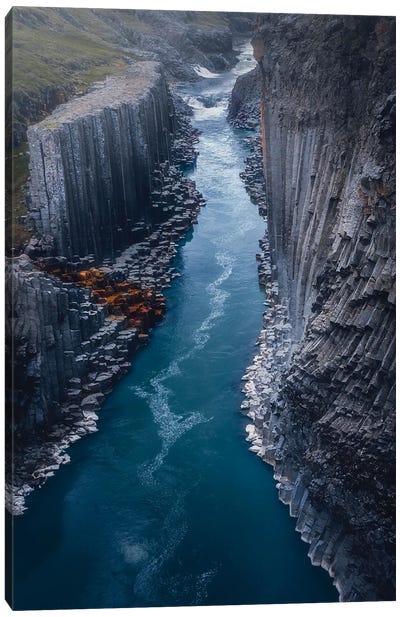 Basalt Rock River Canvas Art Print - Iceland Art