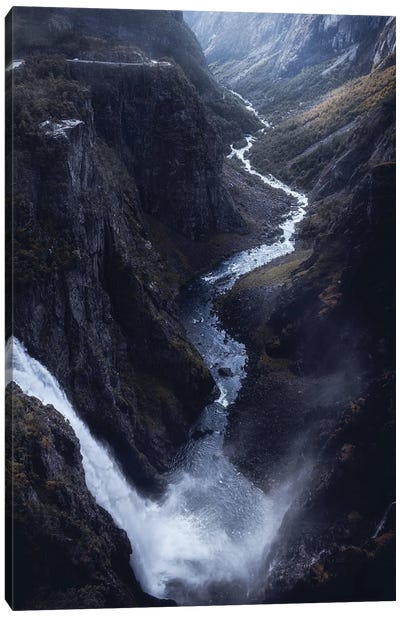 Waterfall Canyon Canvas Art Print - Norway Art