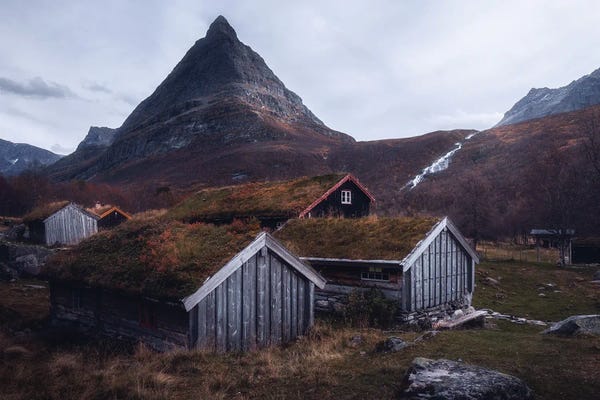 Cabins: Autumn In The Valley by Fredrik Strømme