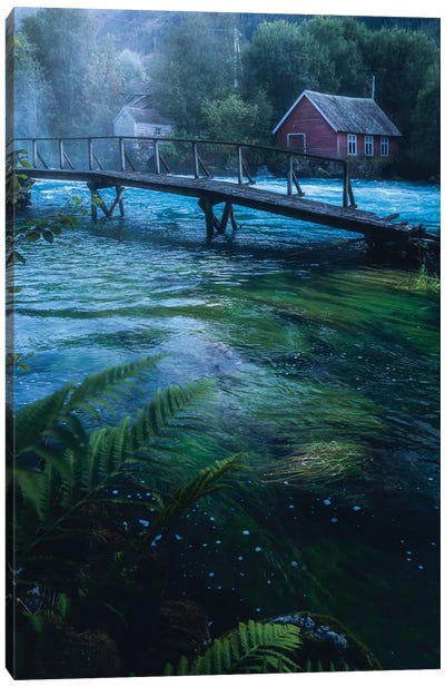 Living By The Glacier Lake Canvas Art Print - Fredrik Strømme