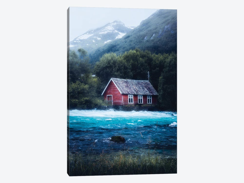 The Red Cabin by Fredrik Strømme 1-piece Canvas Wall Art