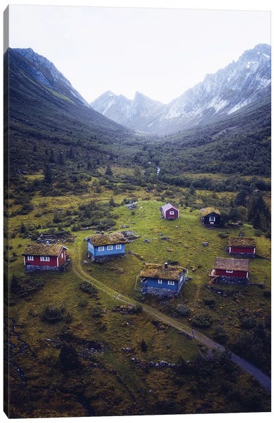 Mountain Village Canvas Art Print - Norway Art