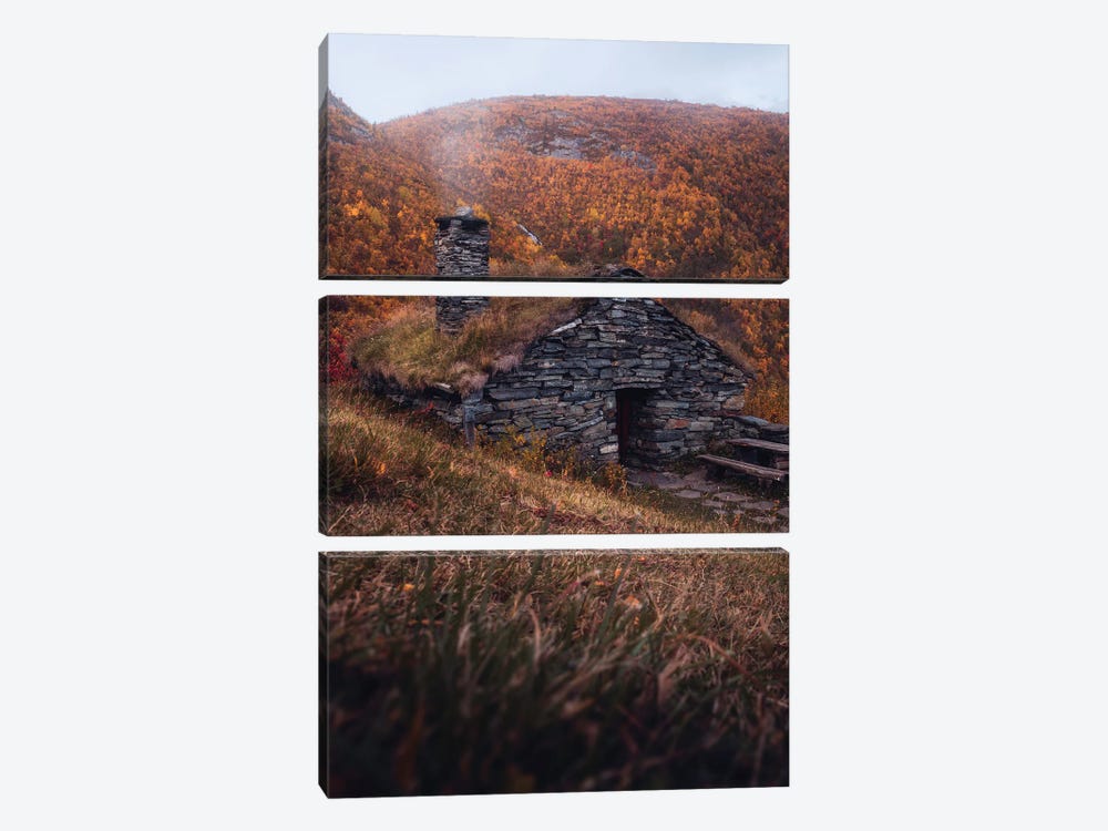 The Autumn Cabin by Fredrik Strømme 3-piece Art Print