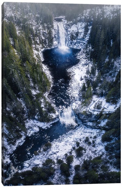 Winter At The Dual Falls Canvas Art Print - Fredrik Strømme