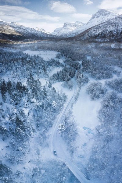 Road Trip Through Winter Wonderland by Fredrik Strømme art print