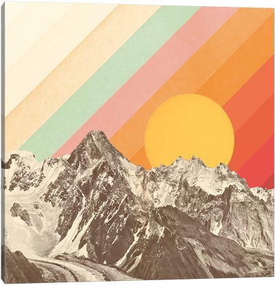 Mountainscape I Canvas Art Print - Orange, Teal & Espresso