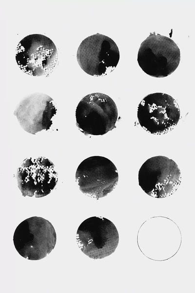 Twelve Moons in Black And White by Florent Bodart framed canvas print