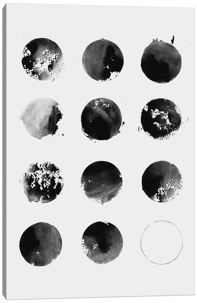 Twelve Moons in Black And White Canvas Art Print - Moon Art