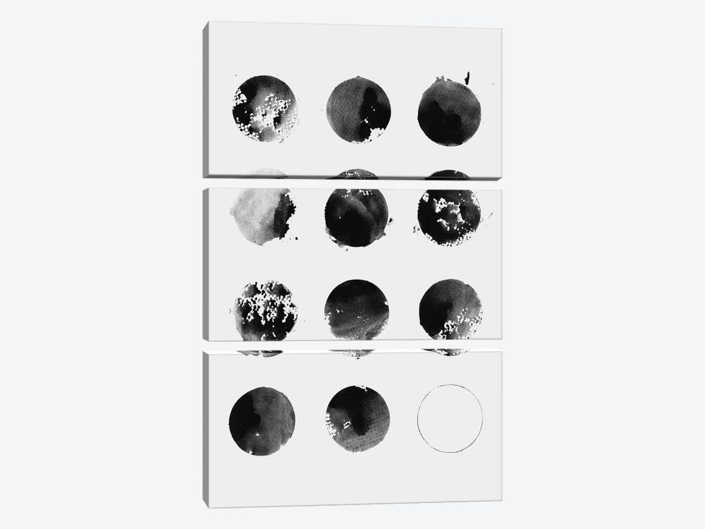 Twelve Moons in Black And White by Florent Bodart 3-piece Canvas Art Print
