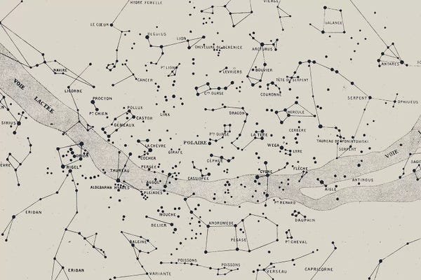 Kids Map Art: Carte du Ciel II On White by Florent Bodart