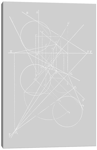 Compasses On Grey Canvas Art Print - Mathematics Art