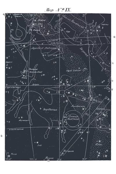 Kids Map Art: Sagittarius On Blue by Florent Bodart