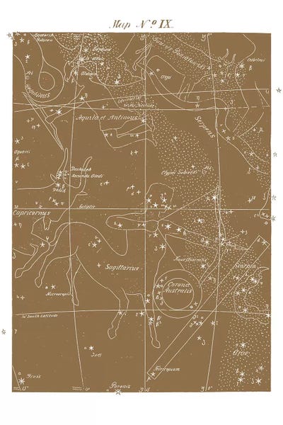 Kids Map Art: Sagittarius On Gold by Florent Bodart