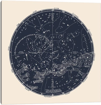 Southern Constellations Canvas Art Print - Kids Map Art