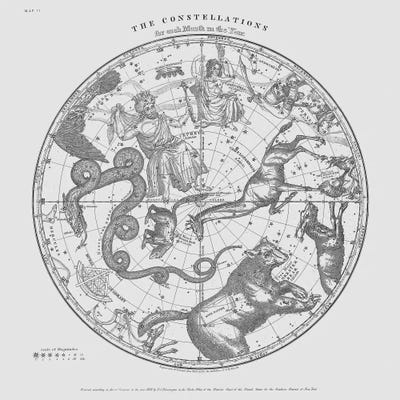 The Constellations On White by Florent Bodart framed canvas print