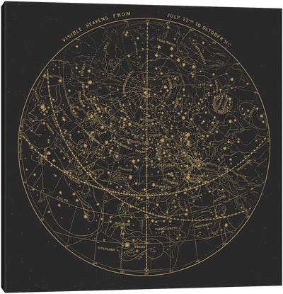 Visible Heavens On Dark Canvas Art Print - Celestial Maps