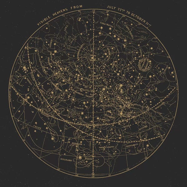 Kids Map Art: Visible Heavens On Dark by Florent Bodart