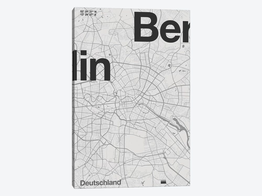 Berlin Map by Florent Bodart 1-piece Canvas Art Print