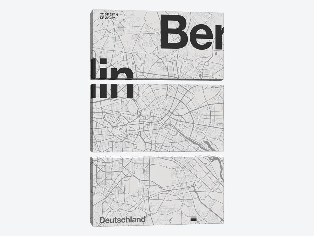 Berlin Map by Florent Bodart 3-piece Art Print