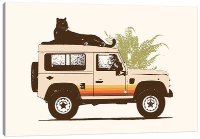 Black Panther On Car Canvas Art Print - Florent Bodart