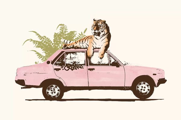 Florent Bodart: Tiger On Car by Florent Bodart
