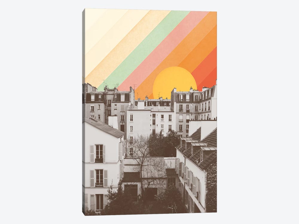 Rainbow Sky Above Paris 1-piece Canvas Art Print