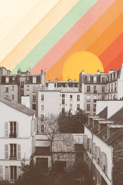 '70s Aesthetic: Rainbow Sky Above Paris by Florent Bodart