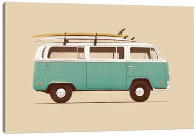 Blue Van Canvas Art Print - Surfing Art