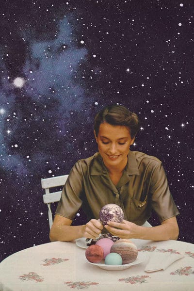 Florent Bodart: Woman Peeling The Earth - Bon Appetit - Collage by Florent Bodart