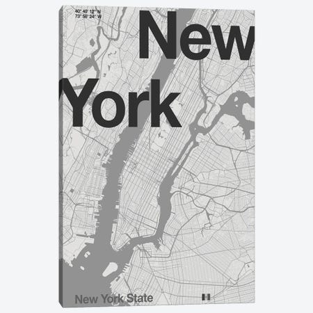 New York - Minimal Map Canvas Print #FLB187} by Florent Bodart Canvas Art