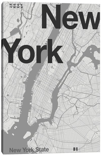 New York - Minimal Map Canvas Art Print - Modern Minimalist