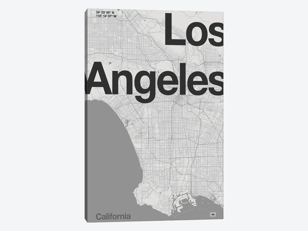 Los Angeles - Minimal Map by Florent Bodart 1-piece Art Print