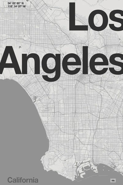 Los Angeles Maps: Los Angeles - Minimal Map by Florent Bodart