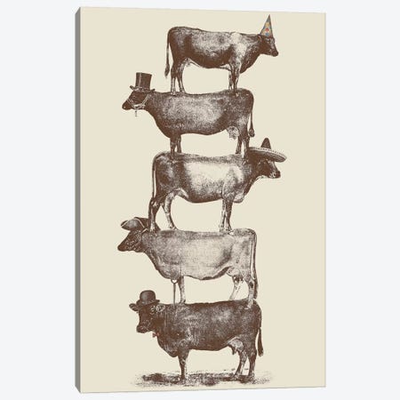 Cow Cow Nuts Canvas Print #FLB20} by Florent Bodart Art Print