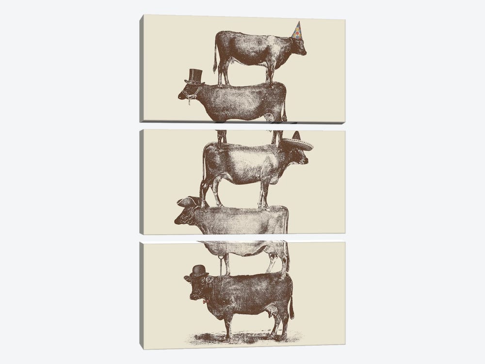 Cow Cow Nuts by Florent Bodart 3-piece Canvas Artwork