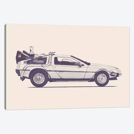 DeLorean - Back To The Future Canvas Print #FLB26} by Florent Bodart Canvas Wall Art