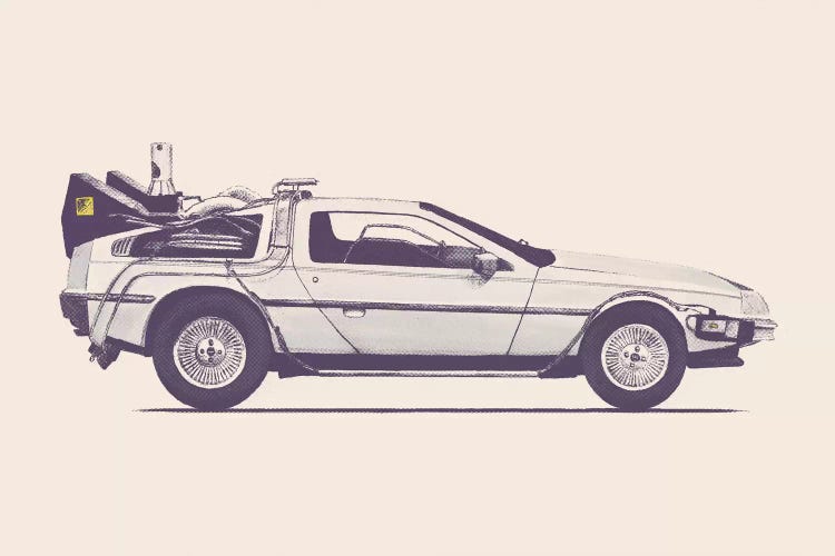 DeLorean - Back To The Future by Florent Bodart wall art