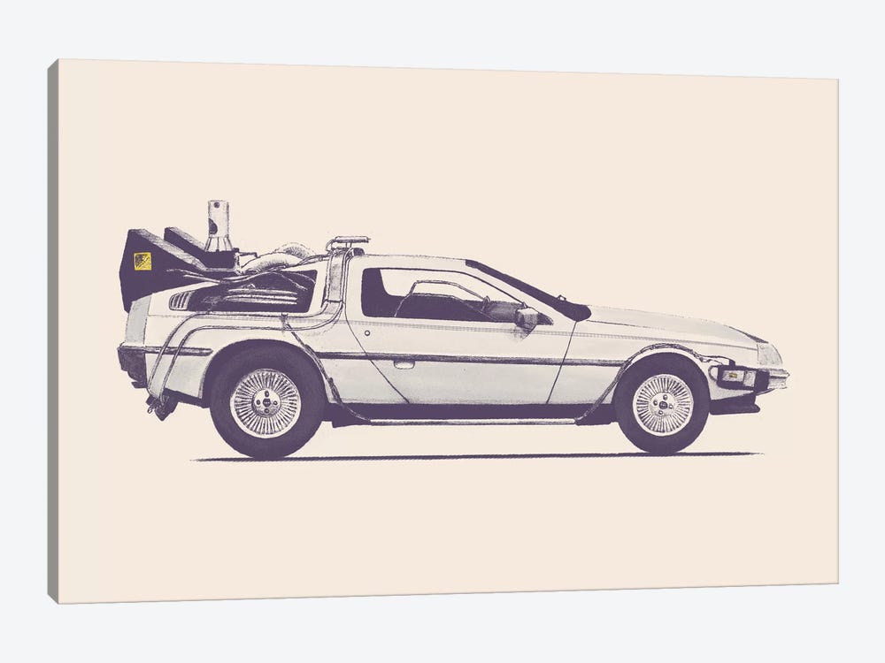 DeLorean - Back To The Future by Florent Bodart 1-piece Canvas Artwork