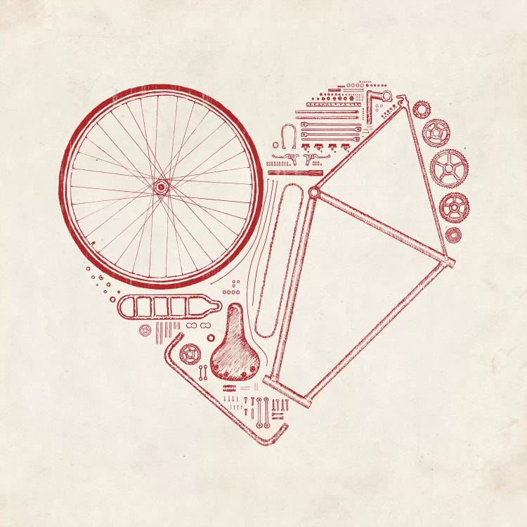 Love Bike in Red by Florent Bodart wall art