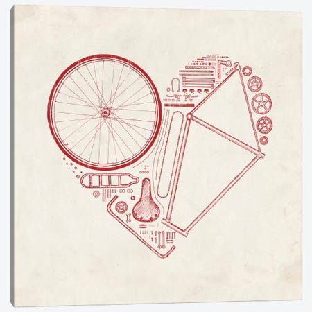 Love Bike in Red Canvas Print #FLB48} by Florent Bodart Art Print
